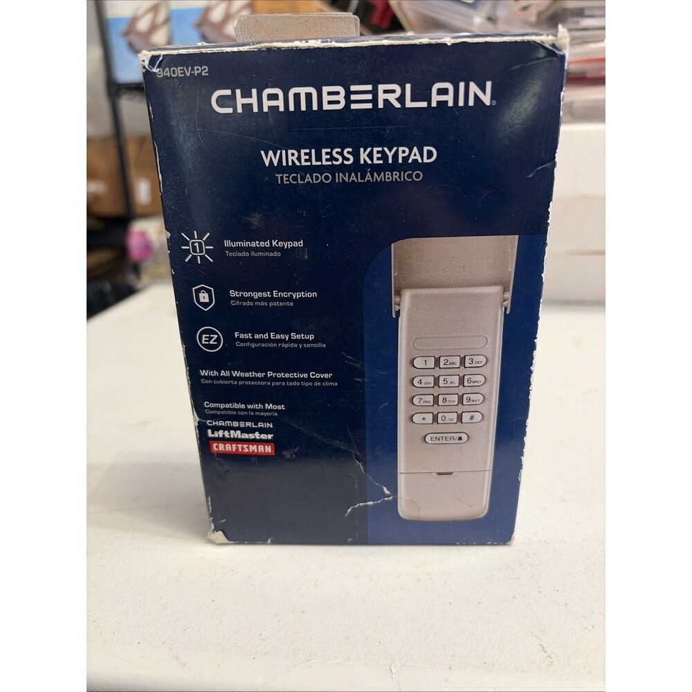 Chamberlain Garage Door Wireless Keypad 940EV-P2 Opener With Box / Instructions